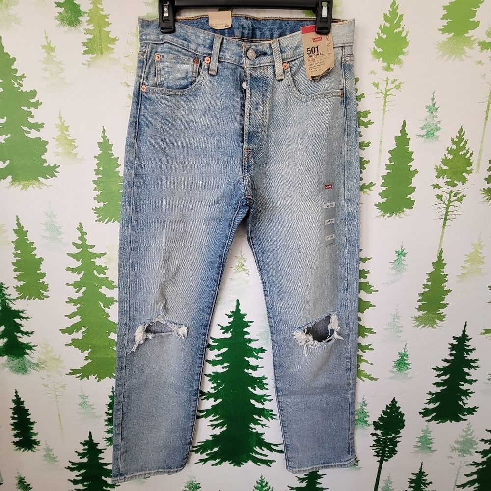 Levi's 501 Straight Light Blue Distressed Jeans